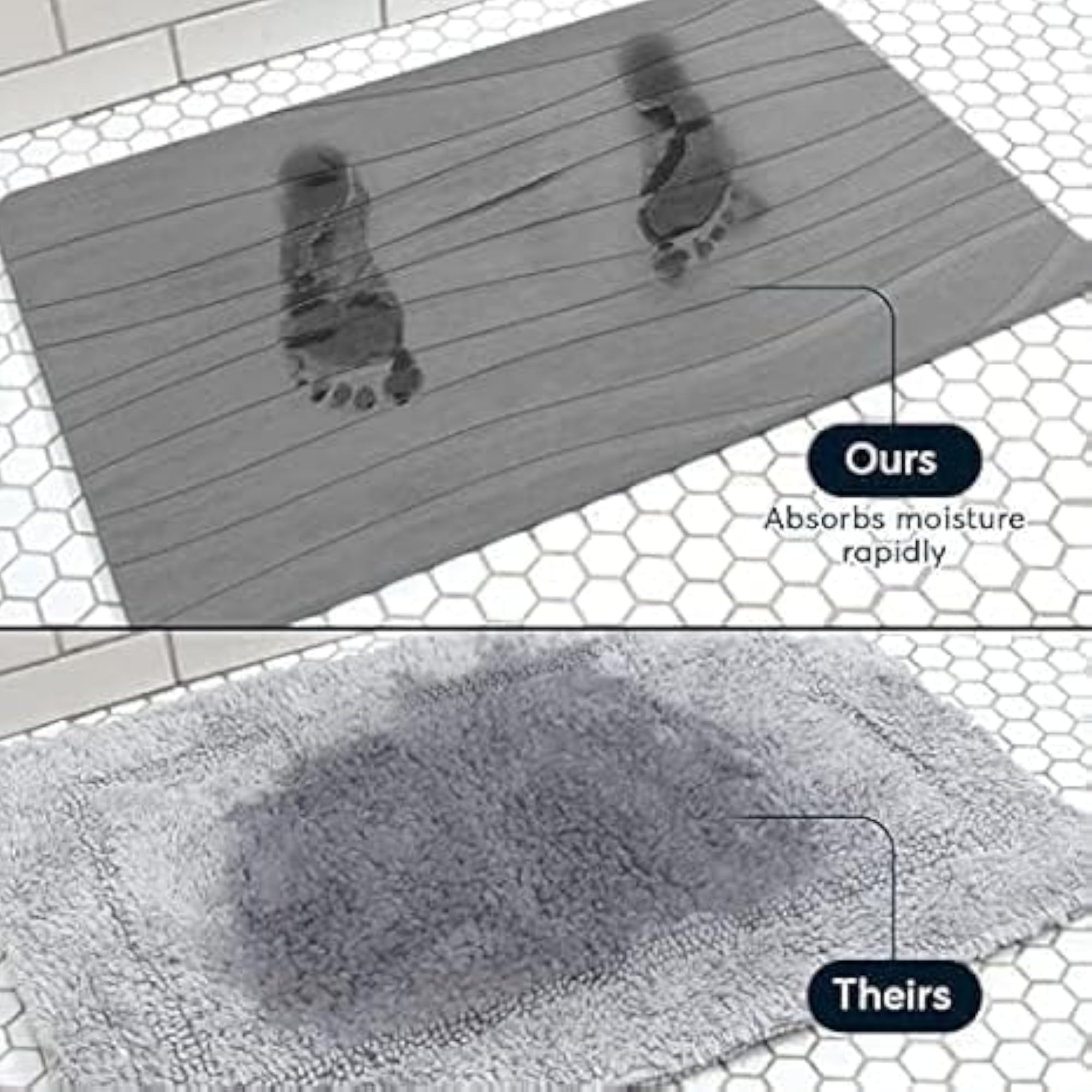 Stone Bath Mat, Quick Dry Diatomaceous Earth Shower Mat