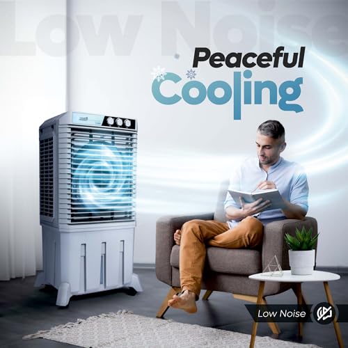 Image of SUMMERCOOL Tiara 75L Desert Air Cooler with 18 inch powerful Fan | Low Power Consumption | 45ft Powerful Air Throw | Inverter Compatible | HoneyComb | 1 Year Warranty | Grey