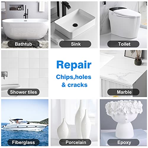 image for HT HOMETINKER Porcelain Repair Kit & Bathtub Repair Kit White(Perfect 