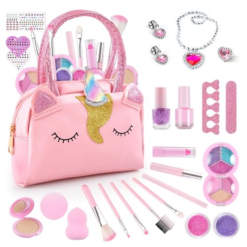 Image of Kidology Kids Makeup Kit, Unicorn Toys for Girl Real Washable Makeup Girls Princess Play Make Up Toys, Makeup Set for Age 3+ Year Old Christmas & Birthday Gift (Pretty Girl Makeup Bag)