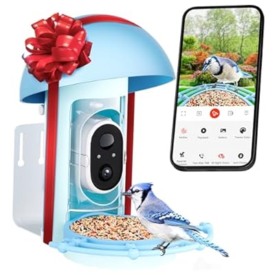 BBPECO Bird Feeder with Camera, Smart Bird Feeder Camera with 1080P HD AI Identify, Auto Capture & Motion Detection, for Birdwatching