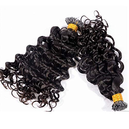 Malaysian Loose Wave Human Hair I Tip Hair Extensions 1g/s 30inch Natural Color 1#/2#/4# Deep Curly Easy Stick Tip Bonded Hair (10inch 100Strand, Natural Color)
