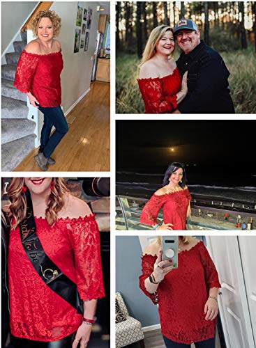 Image of MIHOLL Women's Lace Off Shoulder Tops Casual Loose Blouse Shirts