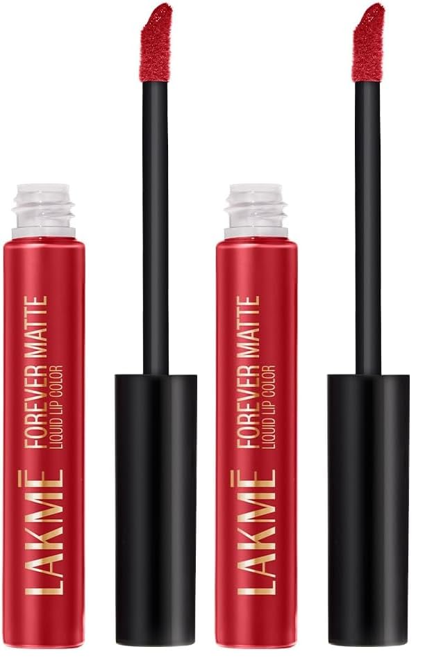 Image of Lakme Forever Matte Liquid Lip Colour, Red Carpet, 5.6 ml (Pack of 2)