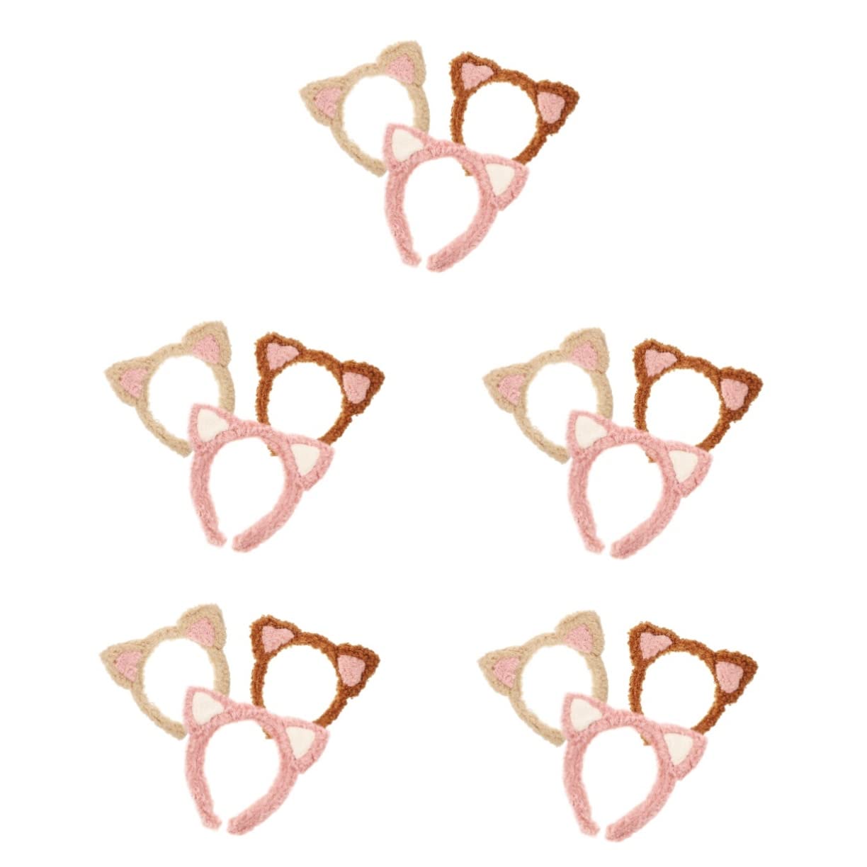 minkissy 15pièces Bandeaux Mignons à Oreilles De Chat De Accessoires Doux Pour Soins Peau Lavage Du Visage Et Maquillage Coloris