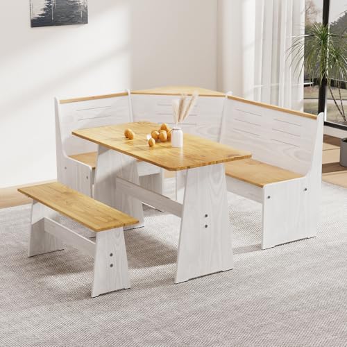 GAINUO Breakfast Nook Dining Table Set with L-Shaped Bench