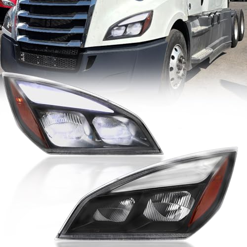 LEAVAN LED Headlights Assembly Fit for 2018-2024 Freightliner Cascadia Headlamps Head Light Lamp W/Bulbs Housing Driver Left Passenger Right Side