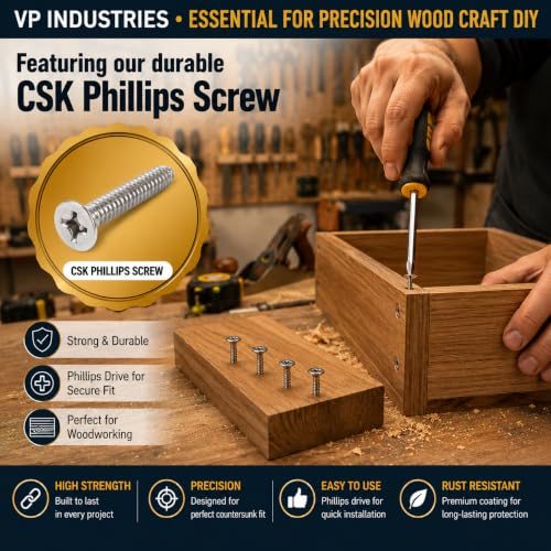 Image of By inchVP INDUSTRIES inch (Pcs-50) No.2x10 mm CSK Phillips Head Self-Tapping Screw - Stainless Steel, Star Slot, Philips Drive for Wood, Plywood & Plasterboards