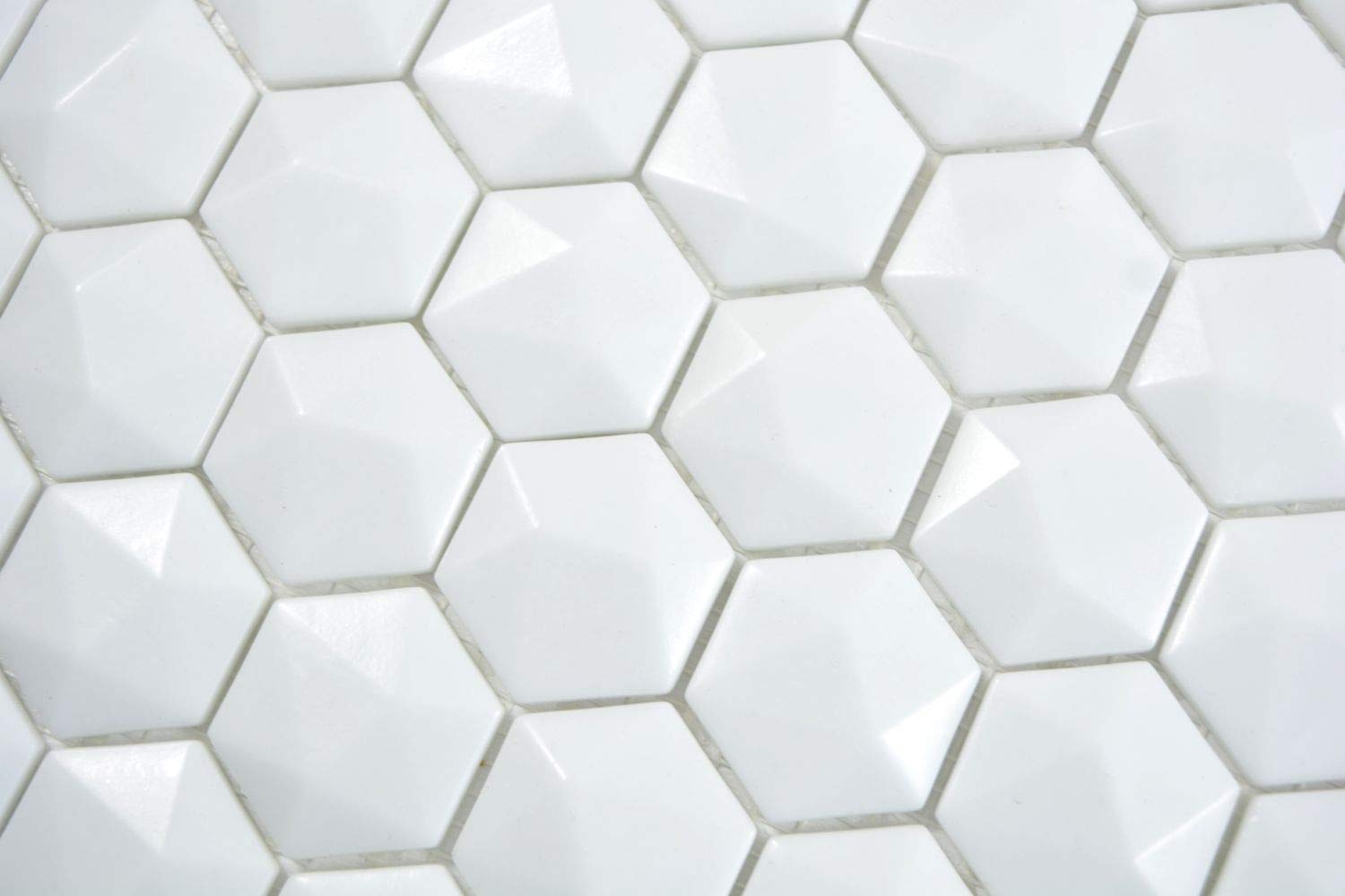 3D bianca Ecoglas esagono Tessere di mosaico 10 fogli