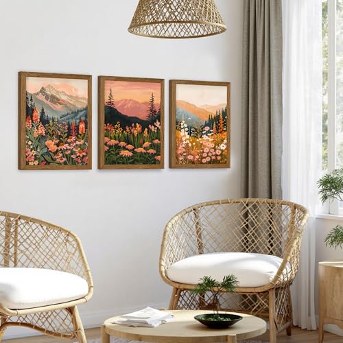 3 Piece Wildflower Mountain Wall Art Colorful Landscape Canvas Art 12x16in by InspiredHues - Used condition - Image 5