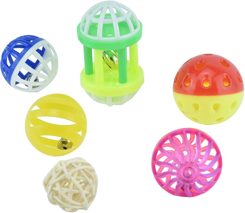 Brinquedo para Aves com Bolas, Sinos e Opção de Forrageamento GUANLANT – Pacote com 6