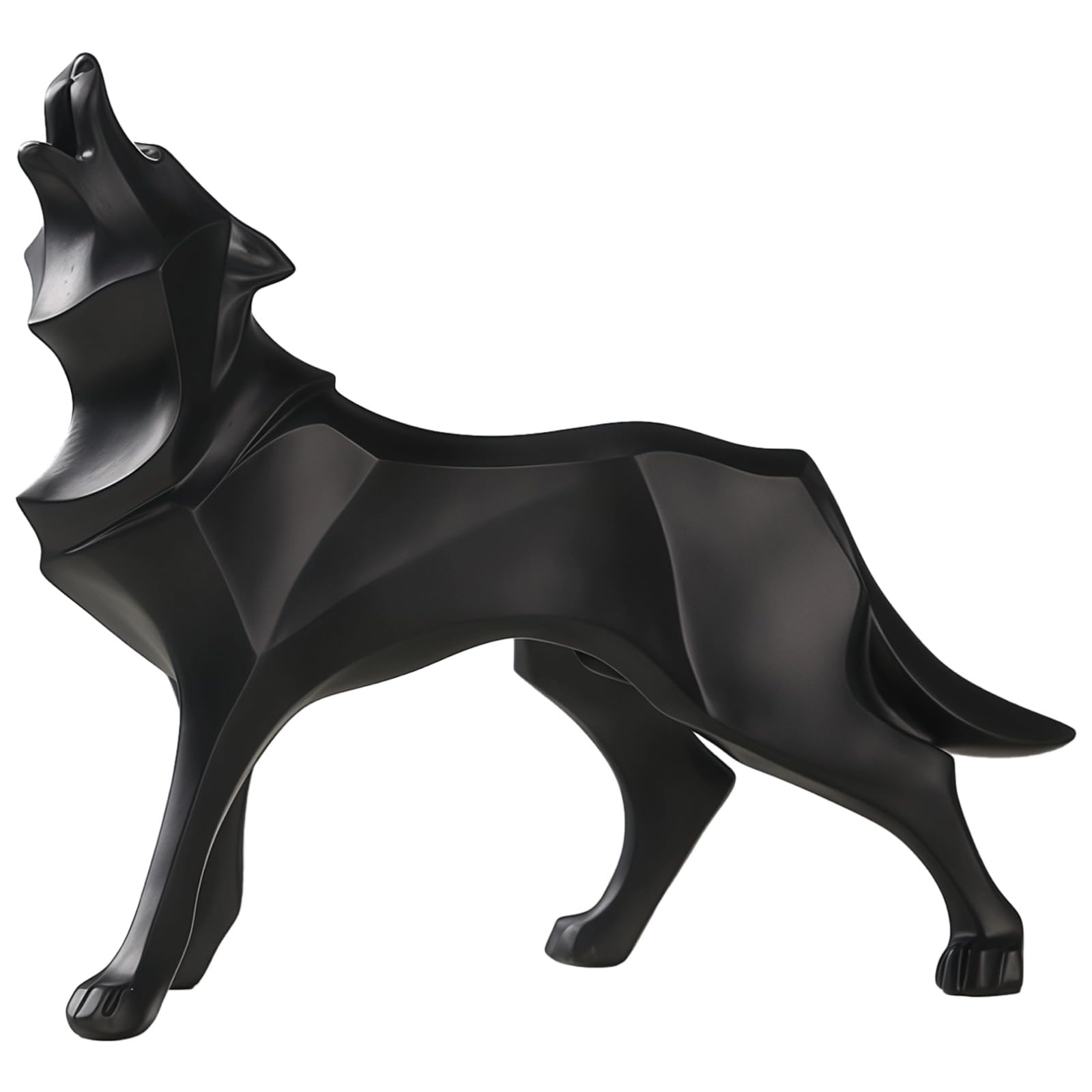 Estatua geométrica de lobo, escultura abstracta nórdica de lobo, 8.7 pulgadas, figura de animal de polirresina con acento negro, decoración moderna del hogar, adorno de mesa, regalo para los amantes