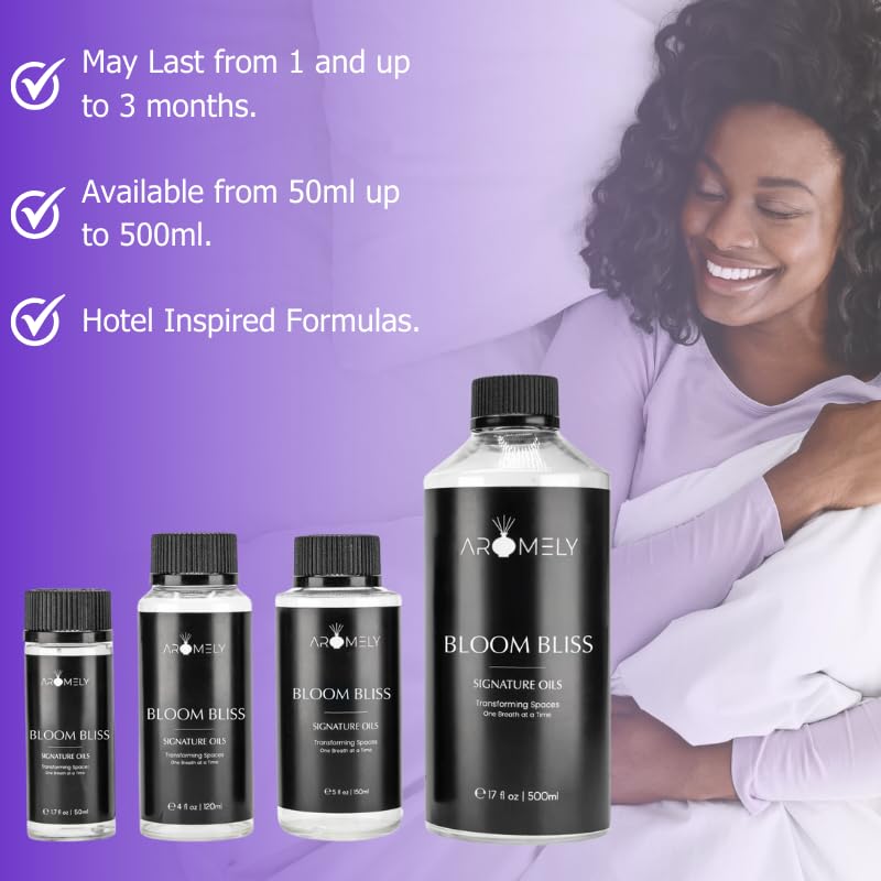 Bloom Bliss: Inspired by Fairmont® Hotels - Aromely Hotel Selection Diffuser Oil Scent - 5-Star Hotel Fragrance - Luxurious Scent of Rose, Vetiver, Sweet Praline, Agarwood, and Musk (50ml)