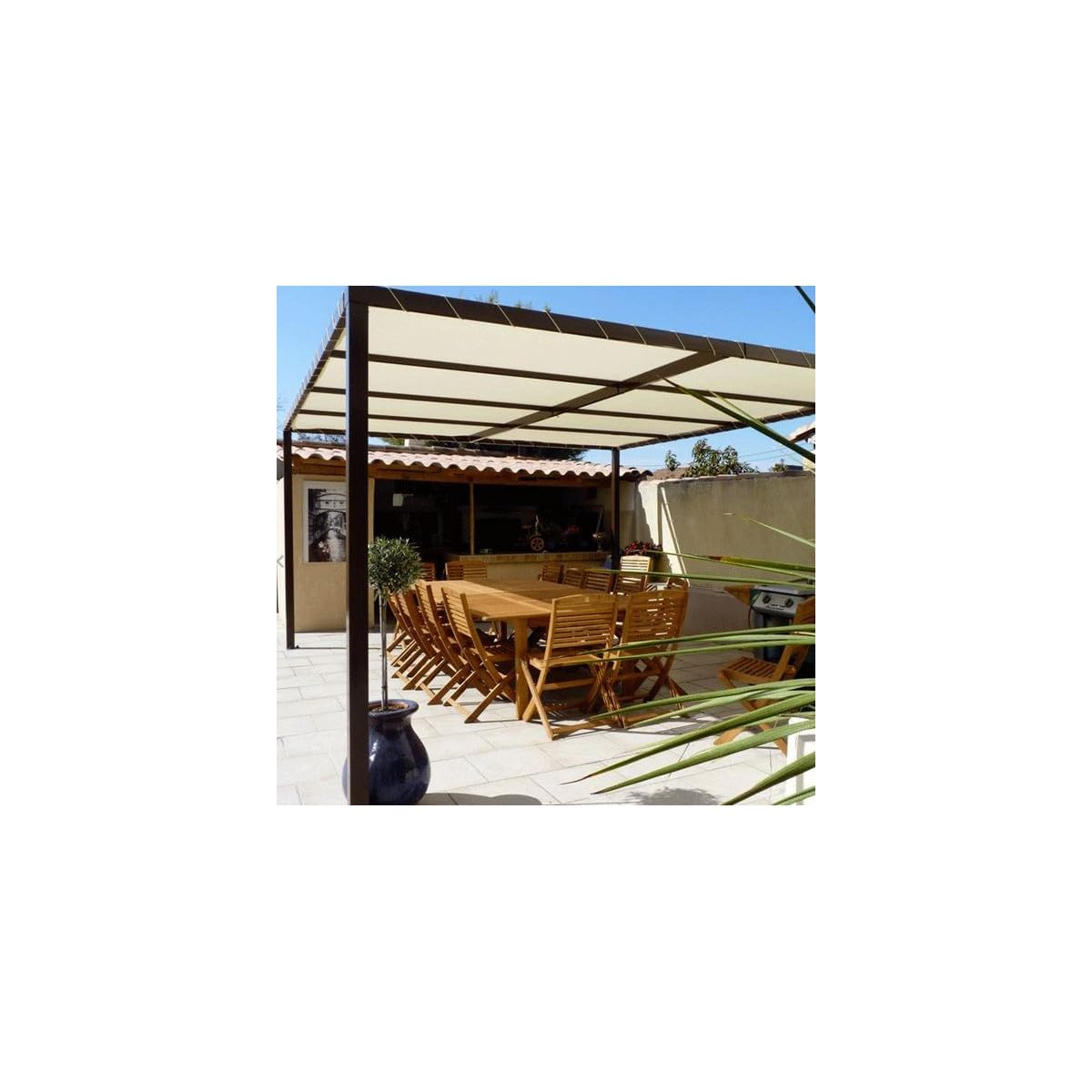 Pergola-Abdeckung 4x3 M – Wasserdicht, UV-beständig, Made In France, Mit Ösen