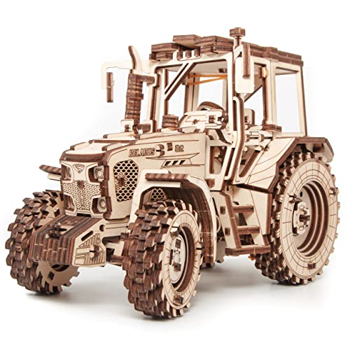 Traktor Holz Modellbausatz – DIY 3D Puzzle Erwachsene & Jugendliche ab 14 Jahren – Holz Puzzle Erwachsene & Jugendliche ohne Kleber – Traktor Modell Belarus-82 Holzbausatz, EWA Eco-Wood-Art, 269 Tiele