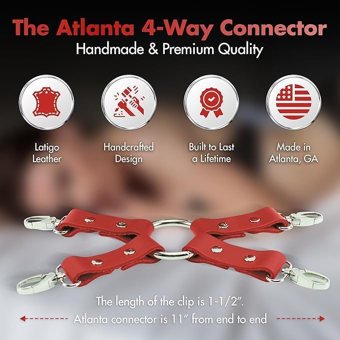 Miniatura 2 de Atlas Connector - Cuero Latigo grueso y resistente hecho a mano, Rojo True