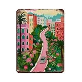 BNCEDJK San Francisco Travel, Lombard Street Blechschild, Vintage, Metall, Pub, Club, Café, Bar, Zuhause, Wandkunst, Dekoration, Poster, Retro, 30 x 40 cm