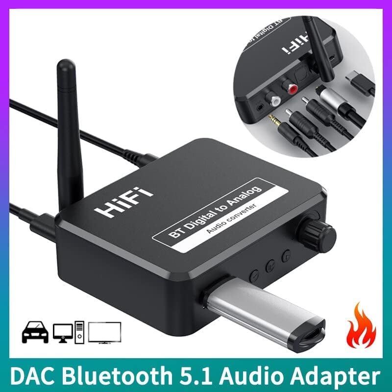 Image of MICROWARE BT 5.3 Receiver U Disk Digital Analog Audio Converter SPdif Optical Fiber 3.5MM AUX 2 RCA Car Kit Amplifier Adaptor Speaker