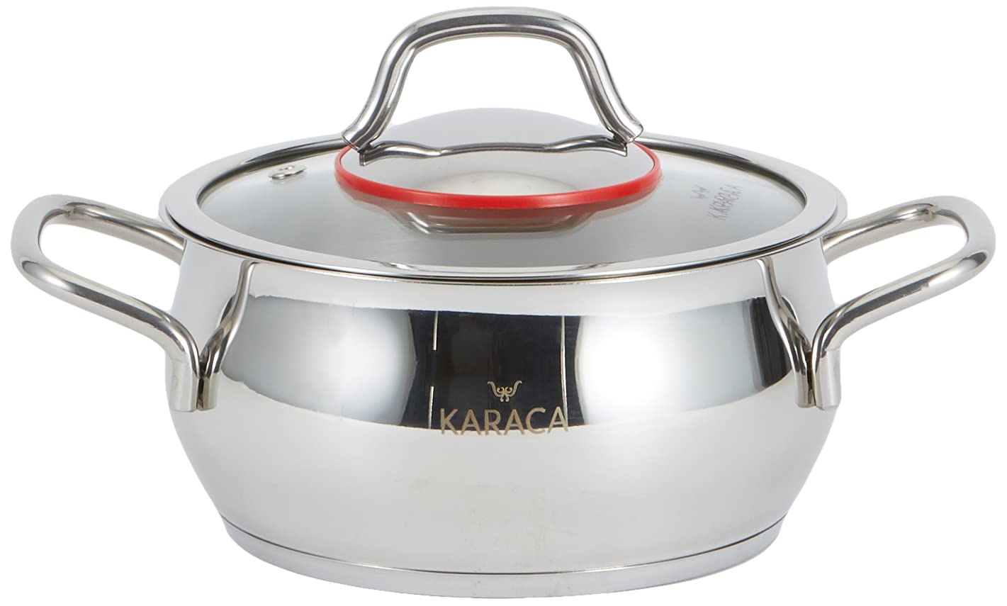 Karaca Emirgan Midi Töpfe Set - 3-teilig Kochtopf Set für Induktion, Ceranfeld, Alle Hedarten, Edelstahl Topfset Induktion mit 14cm Kleiner Topf, 16cm Kochtopf Mittelgroß, 18cm Suppentopf mit Deckel