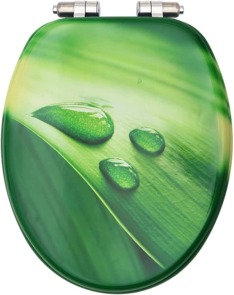 Hardware,Plumbing,Plumbing Fixture Hardware,WC Toilet Seat with Soft Close Lid MDF Green Water Drop Design,Parts,Toilet
