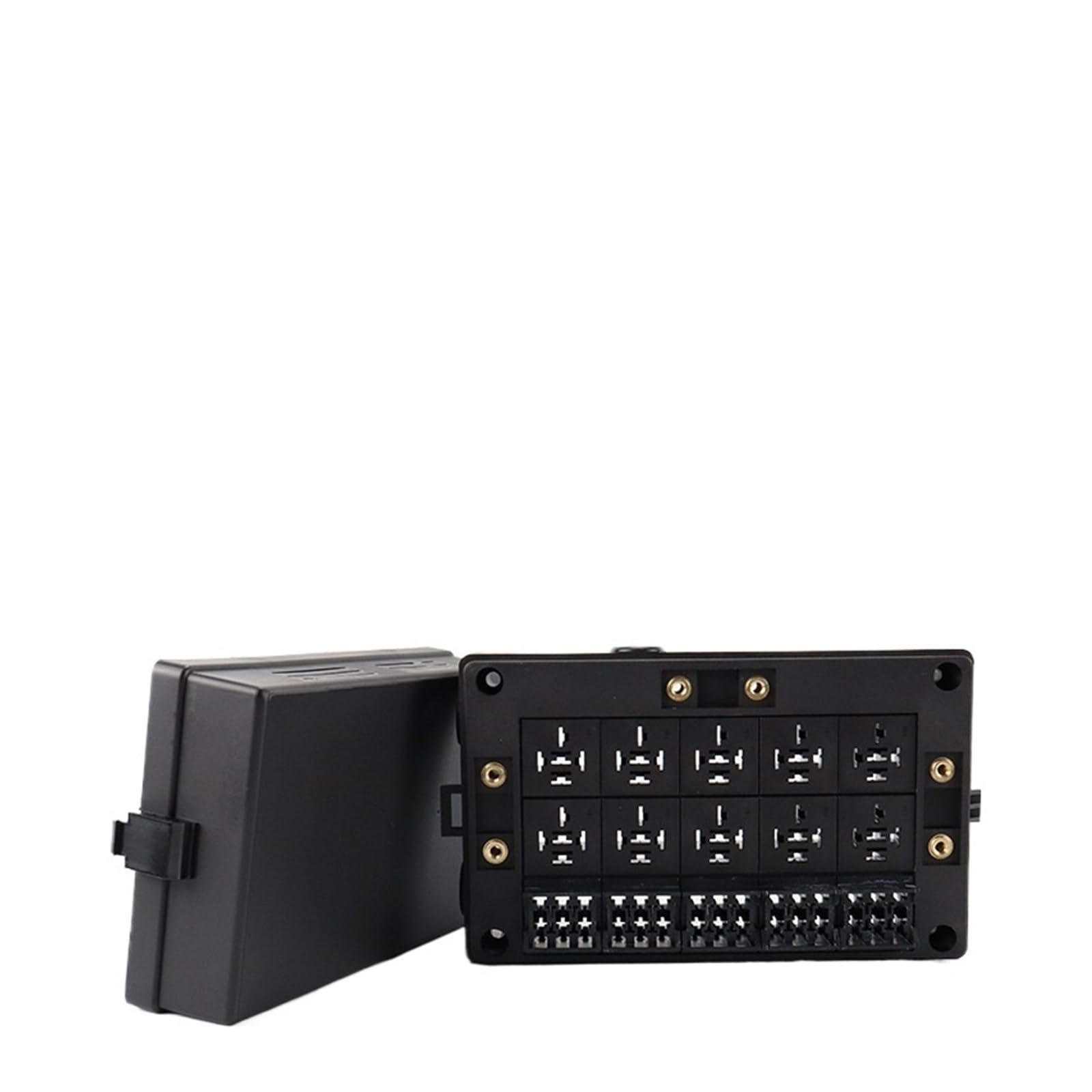 Scatola portafusibili for Auto a 10 Vie Fai da Te, Scatola relè multivia Impermeabile, Piccola Scatola di Controllo for Auto(Equipped with 12V Four Pin Relay)
