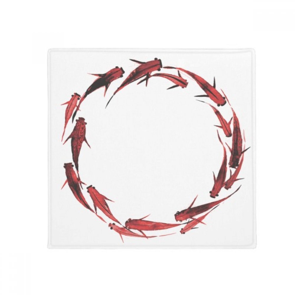 Tapis de sol poisson rouge japonais rond 60cm antidérapant pour cuisine et salon