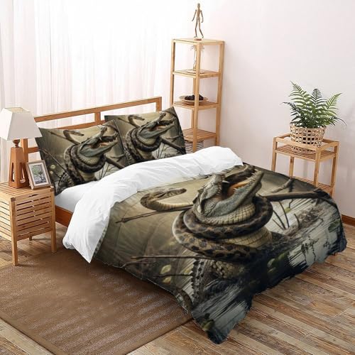 Housse de couette imprimé 3D crocodile en microfibre douce 200x200 - 2