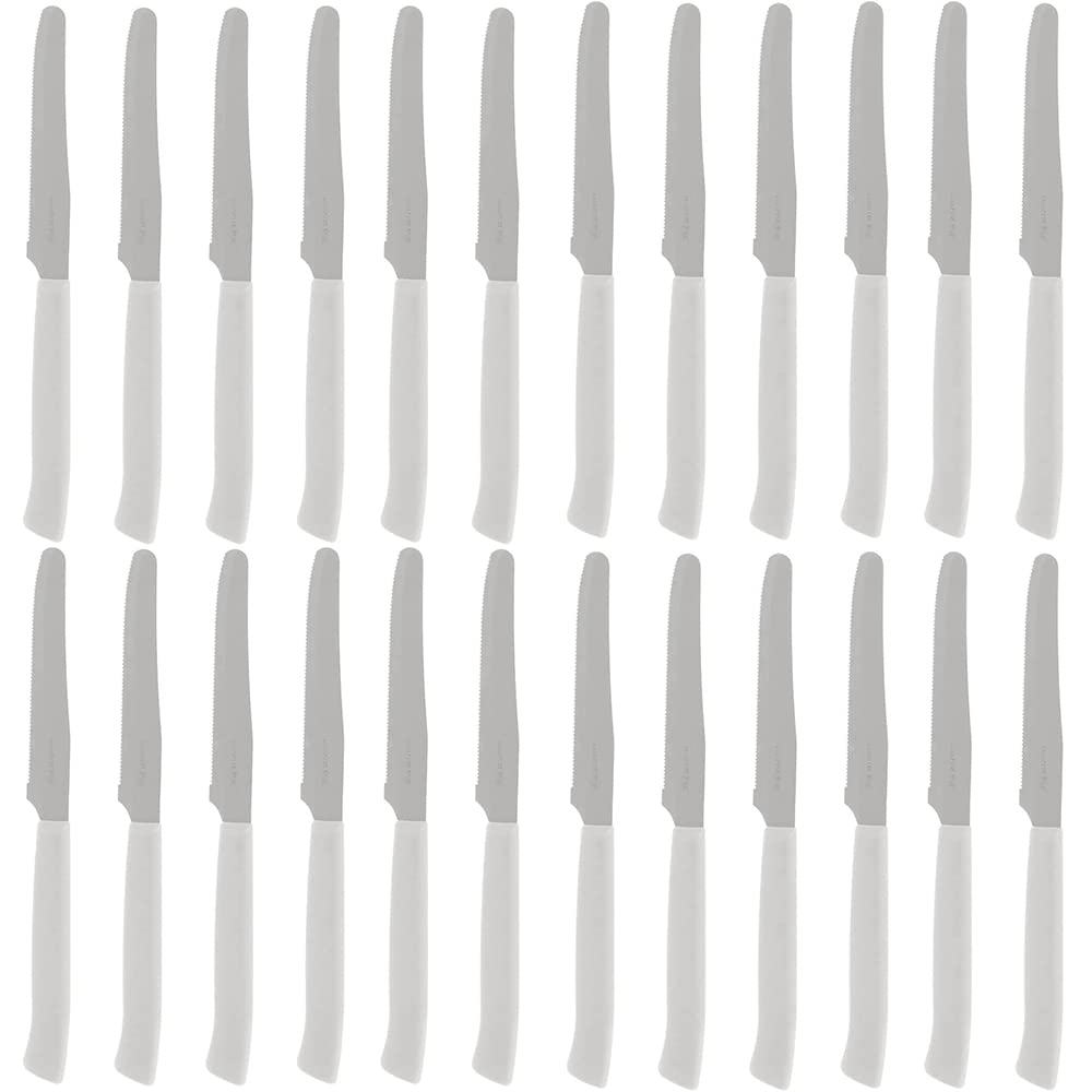 24 coltelli da cucina bianco coltello da tavola lama seghettata acciaio inox coltelli da bistecca pane sempre utili in cucina