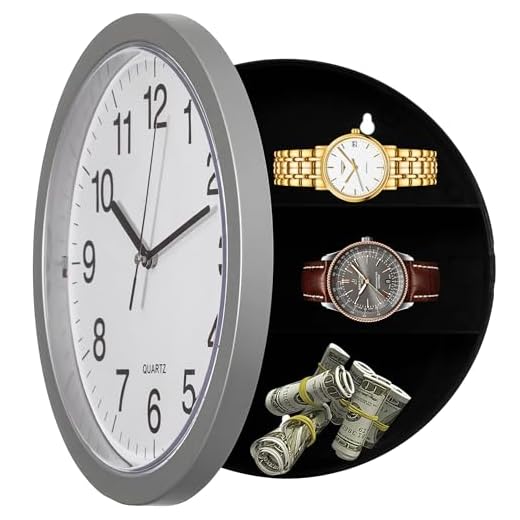 Clockswise 10 in Wall Mounted Clock with Hidden Storage Door Stylish Safe for Valuables Featuring photo Clockswise 10 in Wall Mounted Clock with Hidden Storage Door Stylish Safe for Valuables Featuring