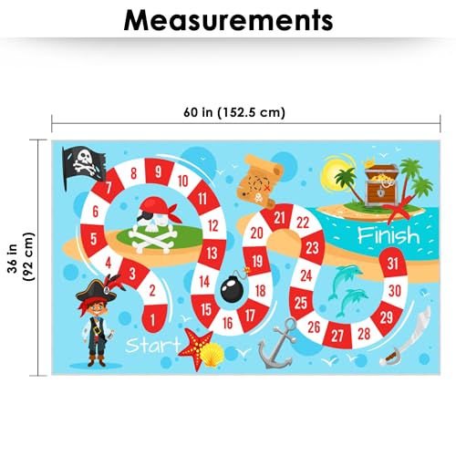 Image of Story@Home Kids Play Mat Carpet 3x5 ft | Anti-Skid Rug for Playroom | Sea Pirates Theme | Super Soft Polyester Floor Mat for Boys & Girls | Sky Blue Crawl & Play Carpet