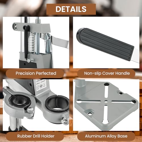 AMGSH Double Mounting Drill Press Stand Bench Clamp Tool for Hand Drill Workstation | Adjustable Benchtop Single Hole Table Repair Tool with Aluminum Base Compatible, Portable - Image 4