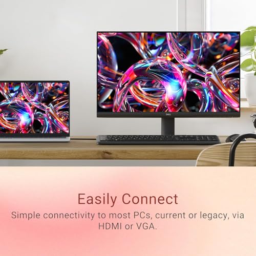 Image of Dell 24 inch Full HD Monitor, IPS Technology, 100Hz Refresh Rate, Comfortview Plus, TUV Rheinland Eye Comfort 3-Star, Ultra-Thin Bezel, HDMI and VGA Connectivity, Tilt Adjustable, VESA Mountable