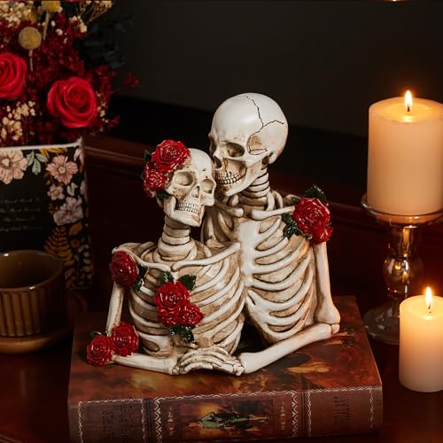 Figura Decorativa Pareja Calaveras Resina para Halloween miniatura 2