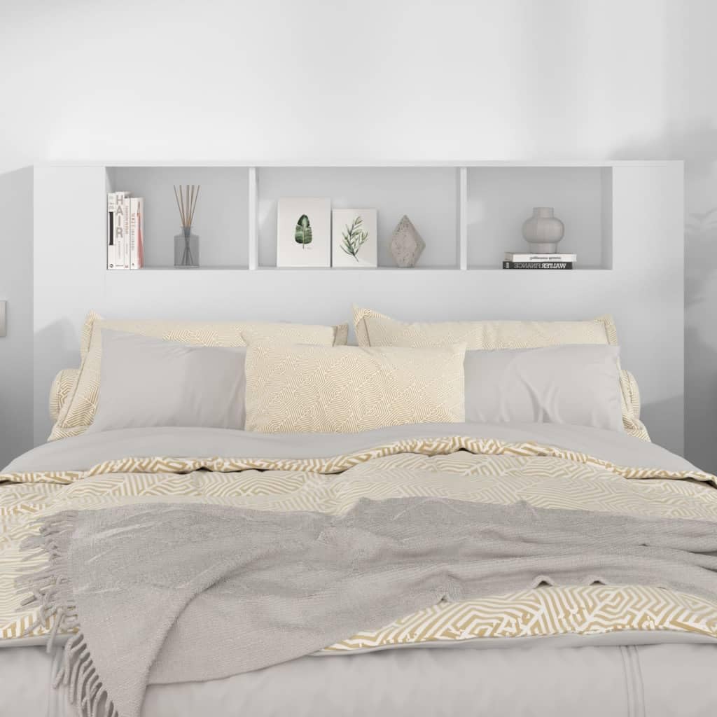 Tino Tech Cabecero Cama Madera 160x18,5x104,5 cm Madera Contrachapada Blanco Cabecero con Almacenaje Cabecero Mueble Cabeceros De Madera Armario Cabeceros Bonitoss para Dormitorio
