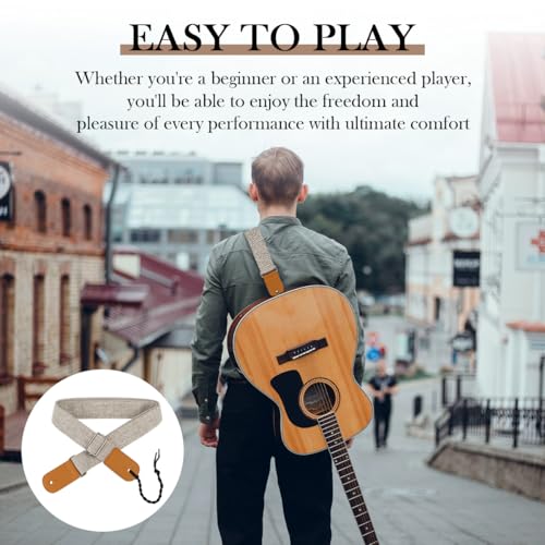 FERCAISH Pack of 2 Ukulele Strap, Western Guitar Strap, Country Style Cotton Guitar Strap with Leather Ends - Image 4