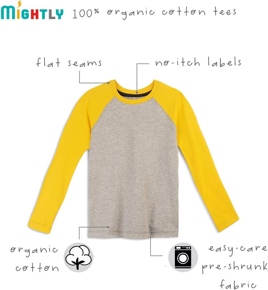 Mightly Boys and Girls' Long Sleeve Raglan Shirt | Organic Cotton, Colorful Casual Stylish Clothes, Soft&Fresh Crew Neck Tee - Image 3