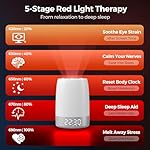 Smart Red Light Therapy Lamp & Sleep Sound Machine for Bedroom with Alarm Clock, Night Light with App Control, 5-Level Red Light (620–690nm), 32 White Noises, Custom Timer, 2600mAh Battery（Large） - Image 3
