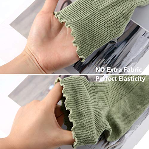 SATINIOR Women's Knit Lace Ruffle Socks Solid Color Casual Socks 6 Pair4