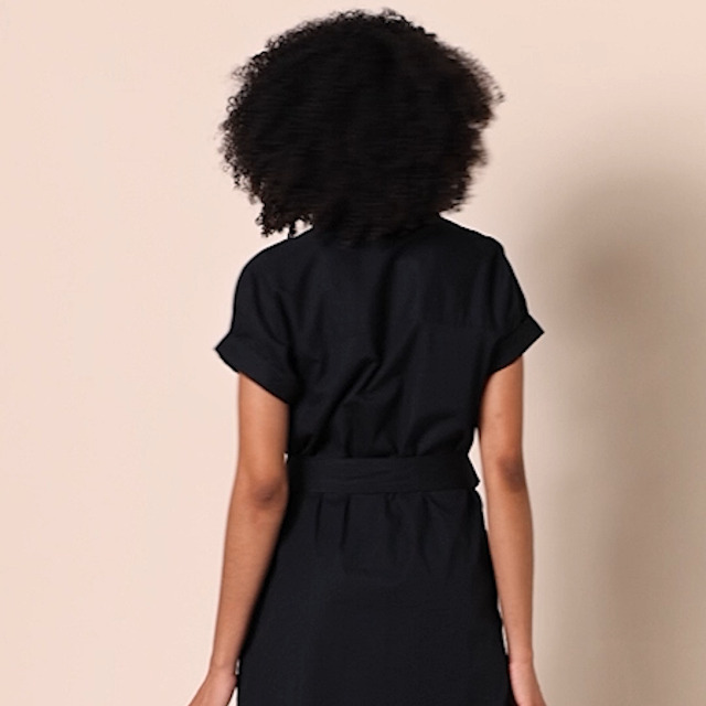 blue dress for baby girl Co Long-Sleeve Belted Midi Shirtdress, Black, Women's, X-Small main image 1