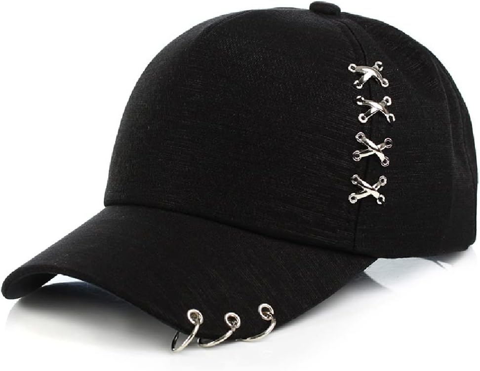 Baseball Cap, Metal Cross Hoop Decorative Sun hat, Hip-hop Baseball Cap Men's and Women's Fashion Sun hat Cap