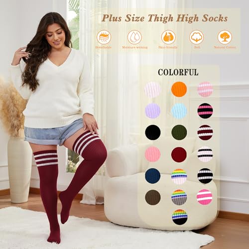 Image of Plus Size Thigh High Socks for Women Thick Thighs Cotton Knit Extra Long Over the Knee Leg Warmer