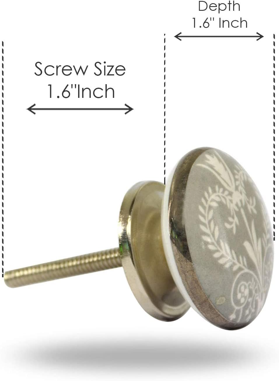 TRINCA-FERRO Set of 6 Ceramic Wamer Knobs Kitchen Cabinet Cupboard Door Dresser Wardrobe and Drawer Pull for Bathroom | Bedroom | Office | Kitchen