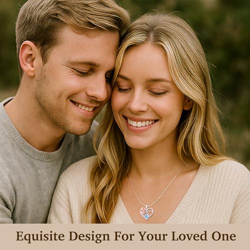 Infinity Love Heart Rose Birthstone Necklace for Women–S925 Sterling Silver 18k Rose Gold Plated Pendant,18+2 Inch Adjustable Chain,Gift for Her Mom Wife Girlfriend Lady,Fine Jewelry Present for Anniversary Valentine Dating Birthday Wedding3