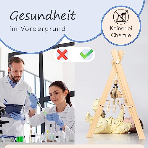 Spielbogen Baby aus Holz Schadstofffreis Spieltrapez Baby Spielzeug ab 0 Monaten für Wohnung und Kinderzimmer mit Activity Holz-Spielzeug – Bild 5