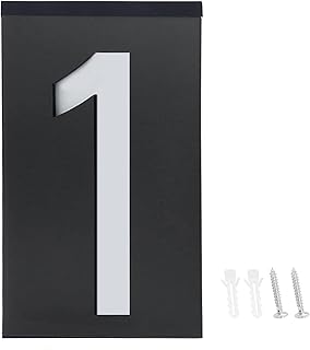 Outdoor Solar Power LED Light,Number Sign Light House Hotel Store Door Address Lights Plate,Black Plastic Marquee Number Lights Sign Party Wedding Decor Battery Operated Number (Number 1)