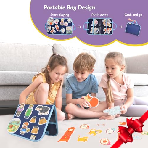 image for CHEFAN Felt Board for Toddlers, 4 Set Nursery Rhymes Felt Pieces, Prec