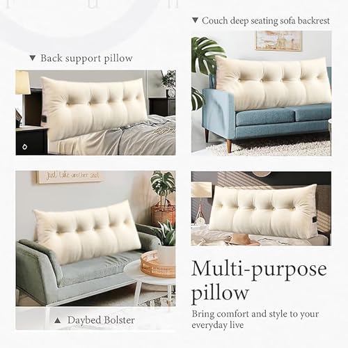 TESICA Almofadas de cabeceira cinza claro para cama de solteiro, almofada de cunha, grande reforço,