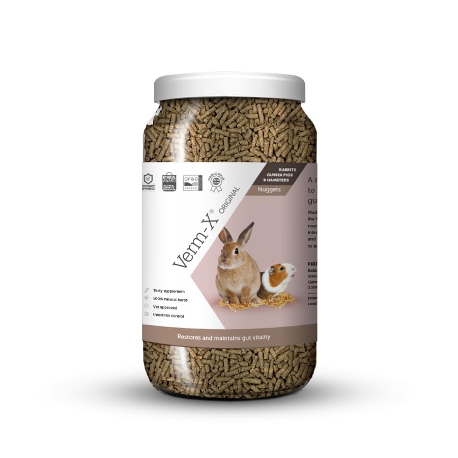 Verm-X Original All Natural Pellets for Rabbits Guinea Pigs and Hamsters. Approved for Use on Organic Farms. Supports Intestinal Hygiene. Vet Approved. Maintains Gut Vitality. Wormwood Free Recipe - Image 4