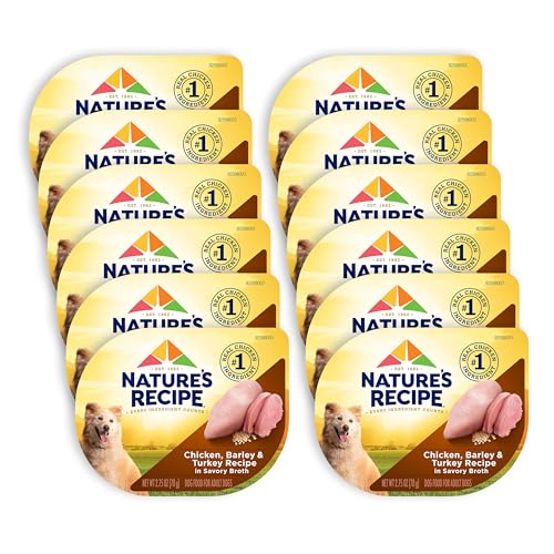 Nature’s Recipe Chicken, Barley & Turkey Recipe in Savory Broth Wet Dog Food, 2.75 oz. Cup, 12 Count