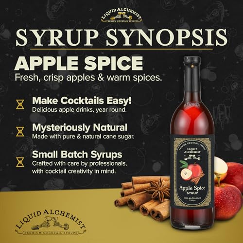 Image of Liquid Alchemist Apple Spice Syrup for Cocktails | Real Ingredients Make our Apple Syrup for Drinks a Perfect Fall Themed Old Fashioned Mix | Small Batch Non-GMO Vegan Drink Mixer | 25.4 oz, Pack of 1